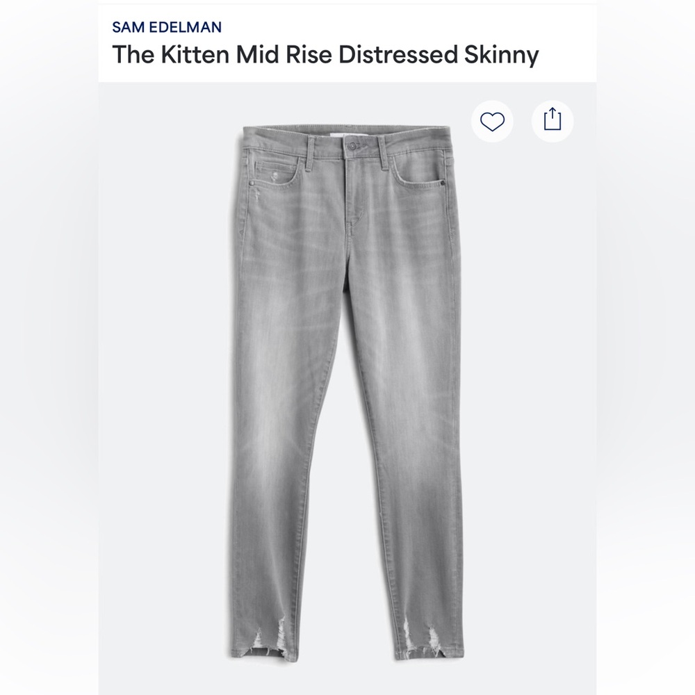 Sam Edelman Gray Skinny Jeans with Distressed Hem